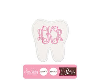 Monogram Personalized Tooth Patch - Iron on patch - Sew on patch - Custom patch - Applique patch