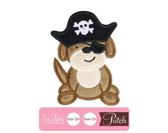 Pirate Dog Patch - Animal Patch - Iron on patch - Sew on patch - Applique patch