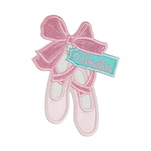 Parche de zapatillas de ballet personalizado con nombre: bordado para planchar o coser, ideal para bolso de baile, maillot o regalo de recital.