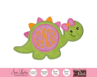 Girl Dinosaur Patch - Monogram Patch - Personalized Patch - Animal Patch - Iron on patch - Sew on patch -  Applique patch