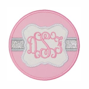 Custom Pink & Silver Glitter Monogram Patch – Personalized Embroidered Initials Name, Iron On or Sew On, Backpack Jacket Gift