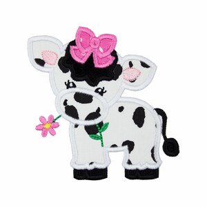 Girl Cow with Pink Bow Patch - Animal Patch - Farm Patch - Iron on patch - Sew on patch - Applique patch