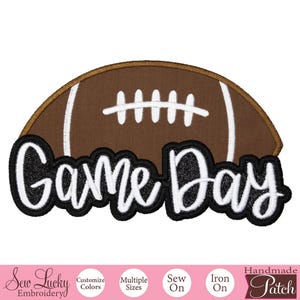 Game Day Football Patch Embroidered Iron-On or Sew-On Patch for Spirit Wear, Jackets, Backpacks, or Game Day Accessories