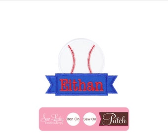 Baseball Name Banner Patch - Personalized Patch - Sew on Patch - Iron on Patch - Embroidered Applique