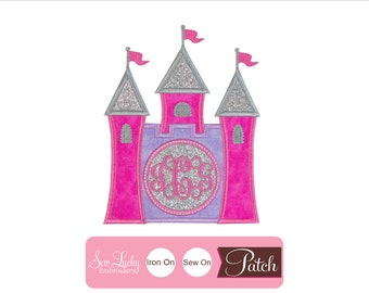 Princess Castle Patch - Monogram Patch - Personalized Patch - Iron on patch - Sew on patch - Applique patch