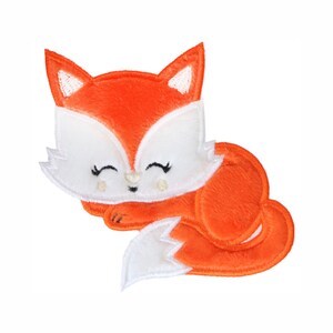 Sleeping fox patch for kids, iron-on or sew-on animal applique for backpacks and blankets