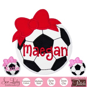 Soccer with Bow Patch - Personalized Patch - Name Patch - Iron on patch - Sew on patch - Applique patch