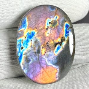 44.20 Cts Spectrolite Labradorite Multi Flakes Oval Shape Loose Cabochon Labradorite Sparkling Making For Jewellery Size (30x23x7)