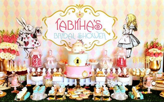 Alice In Wonderland Backdrop Design For Bridal Shower Birthday Or