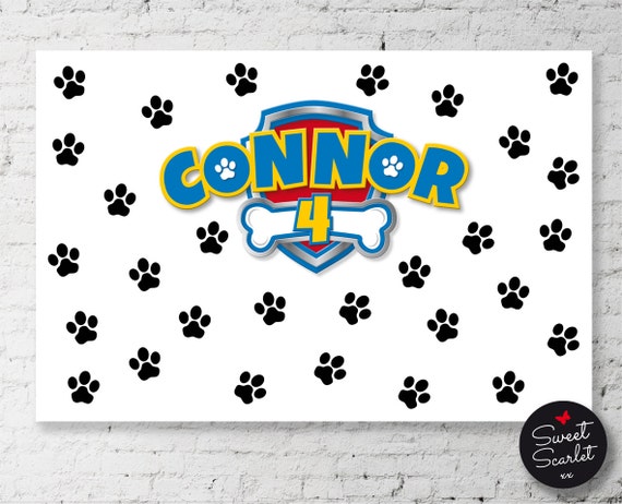 PAW PATROL Backdrop Design for Birthday Party - Printable File - DIY Print - Choose your size - Paw Patrol Paw Print Inspired Puppy Party Il_570xn