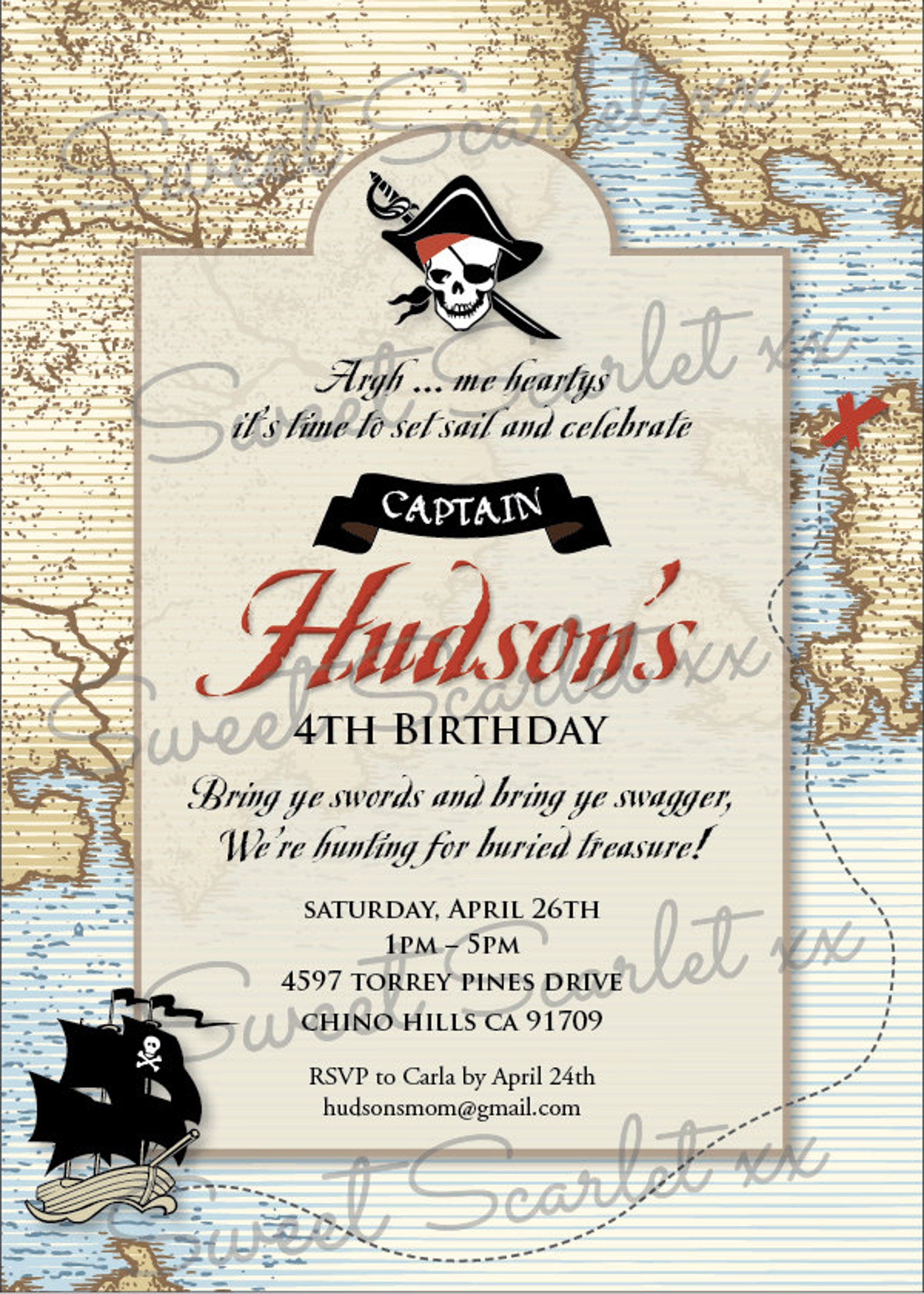 PIRATE Invitation for Birthday Party Vintage Pirates of the | Etsy