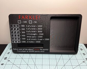3D Printed Farkle Dice Game Board with Score Reference Tray, Travel Dice Holder