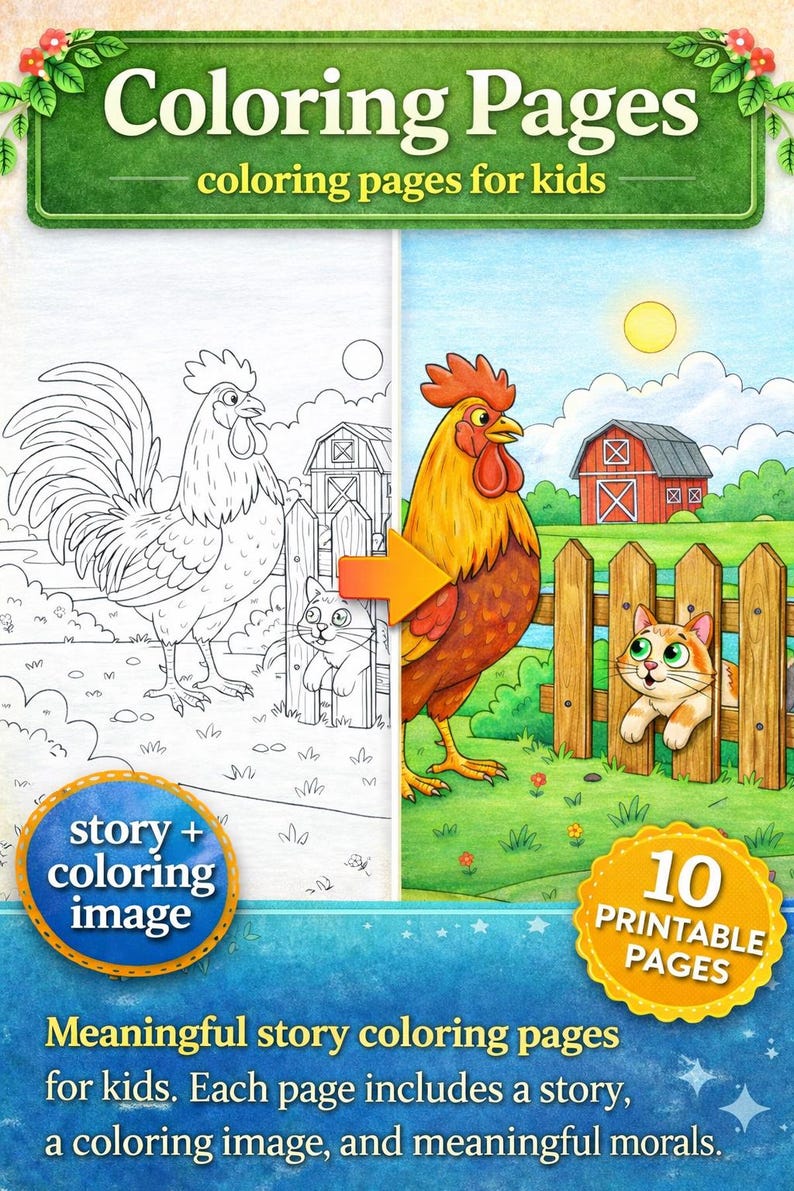 Story-based Coloring Pages for Kids | Classic Fables Coloring Book ...