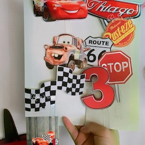 Personalized Lighting Mcqueen Cake Topper Set :  Birthday Party Decorations