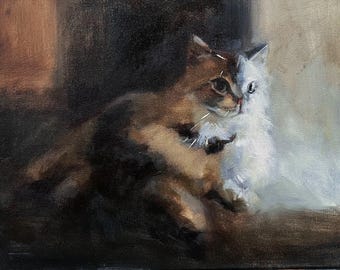 Custom DOG CAT Portrait from Photo, oil on canvas