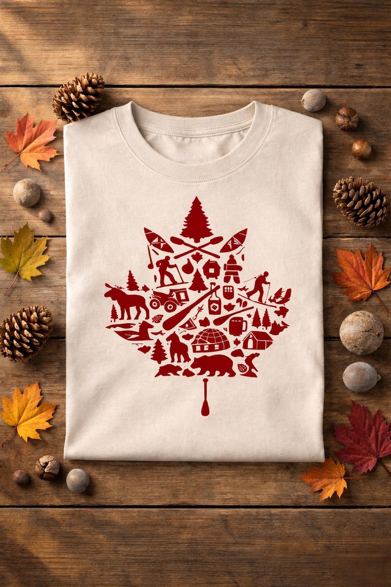 Canada Maple Leaf Shirt, Canadian Icons Tee, Canada Day T-Shirt, Outdoor Canada Gift, Canadian Souvenir Tee image 2