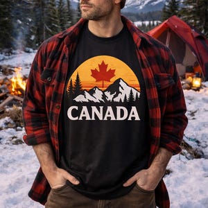 Canada Mountain T-Shirt, Canadian Rockies Tee, Vintage Nature Shirt, Outdoor Adventure Gift, Canada Lover Tee