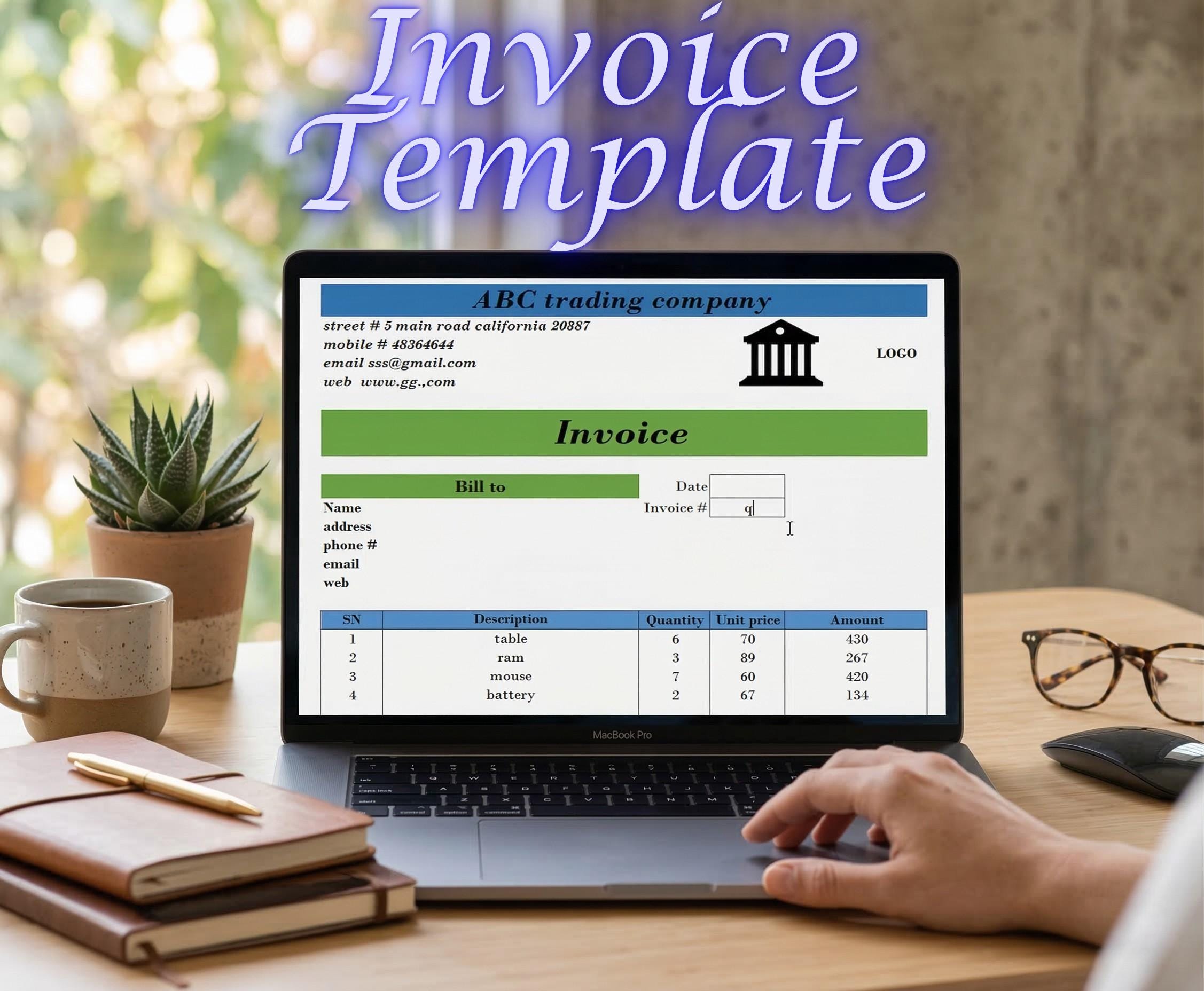 Editable Invoice Template Printable Excel Sheet, Small Business Daily ...