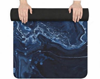 Blue Marble Ocean Wave Yoga Mat: Non-Slip Exercise, 24" x 72"
