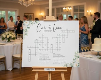 Personalized Floral Wedding Crossword Puzzle Foam Board (Sip and Solve)