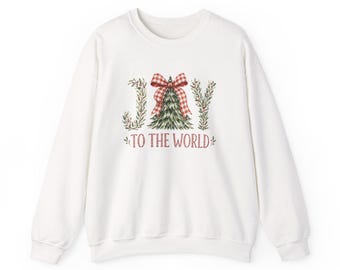Joy to the World Christmas Sweatshirt, Christmas Tree Crewneck, Christian Holiday Sweatshirt, Winter Christmas Sweater, Faith Christmas Gift