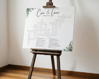Personalized Floral Wedding Crossword Puzzle Sign | Sip and Solve Game