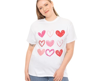 Handdrawn Pink Hearts T-Shirt | Valentine Hearts Tee