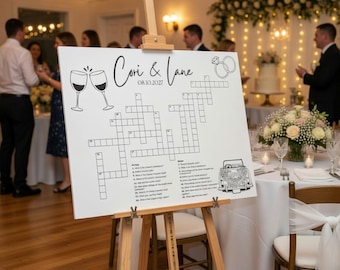 Wedding Crossword Foam Board | Custom Names & Date, Rehearsal Game Sign