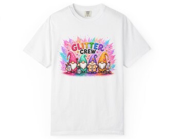 Glitter Crew Gnome T-Shirt, Funny Craft Shirt, Colorful Gnome Graphic Tee, Glitter Lover Shirt, Creative Gift