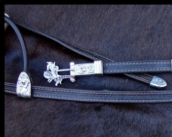 Headstall - Leather Headstall/Horse Bridle with Silver and Gemstones