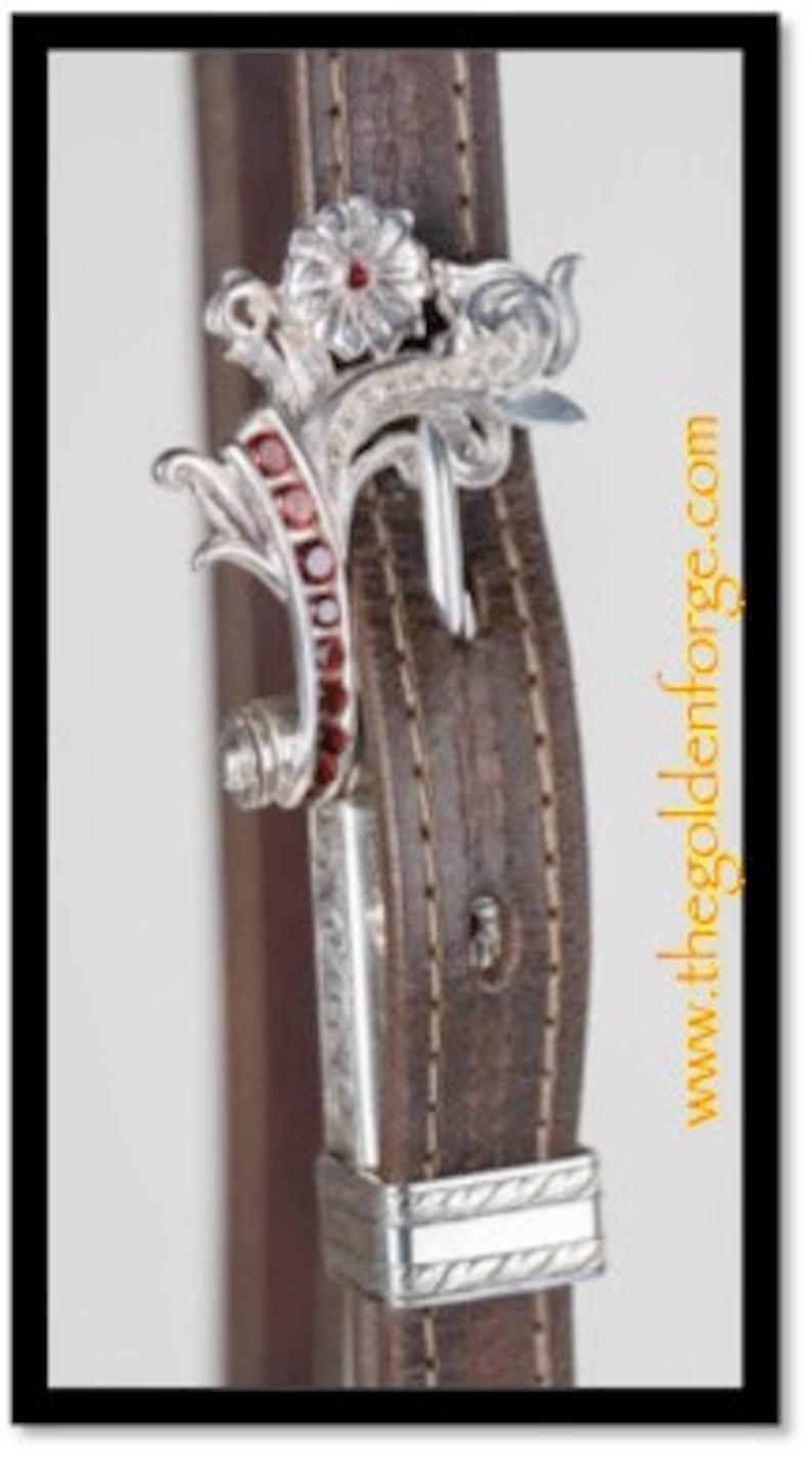 Headstall Leather Headstall/Horse Bridle with Silver and Gemstones image 4