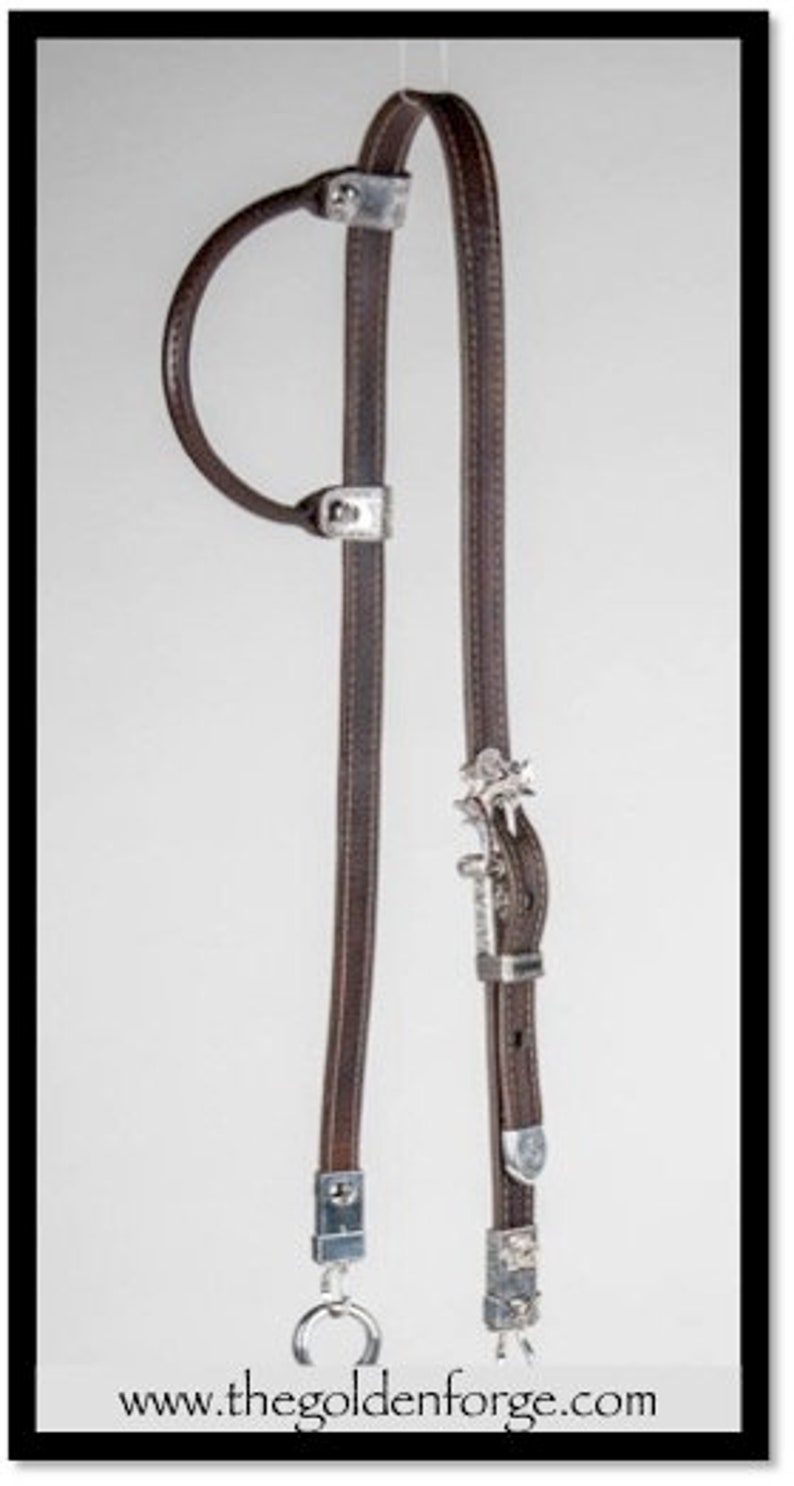 Headstall Leather Headstall/Horse Bridle with Silver and Gemstones image 2