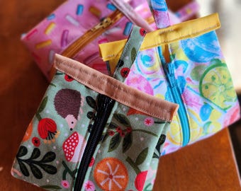 Handmade Mini Coin Pouch - Travel Zipper Bag