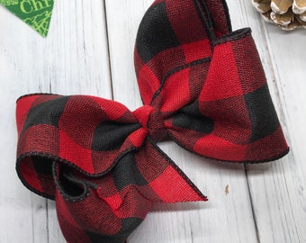 Buffalo Plaid Bow,  Buffalo Check- Boutique Bow, Big Bow, Christmas Bow