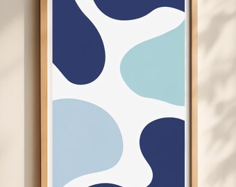 Blue Bubble Abstract Art Print | Modern Geometric Home Decor