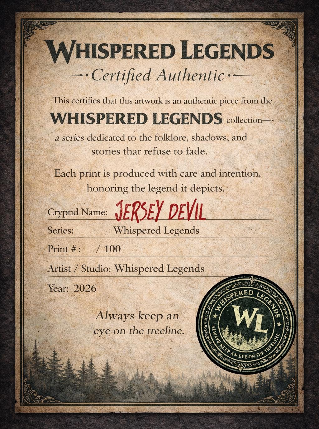 Jersey Devil Cryptid Poster, Modern Folklore Art Digital File - Etsy