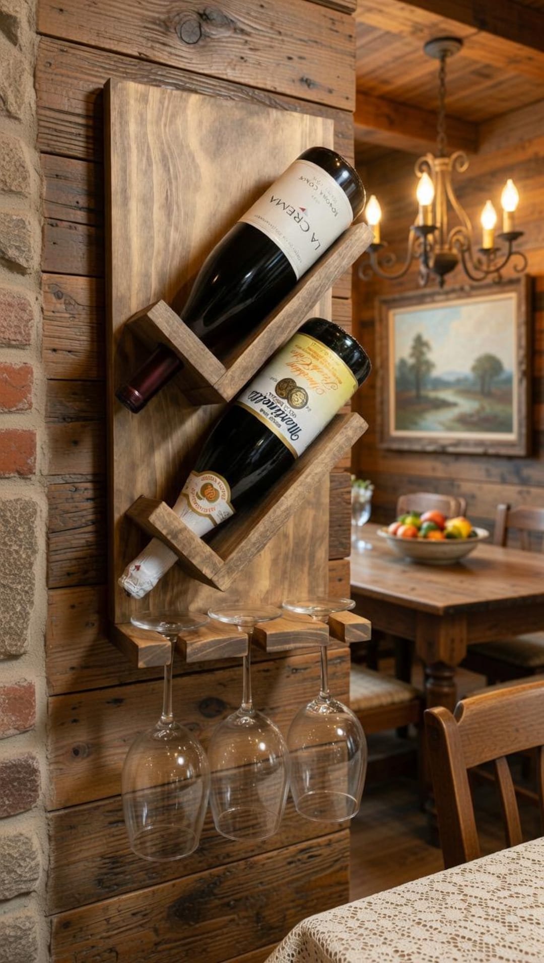 Rustic Wine Rholder Handmade Rustic Wooden Wine Rack – Bottle Holder With Glass Shelf ...