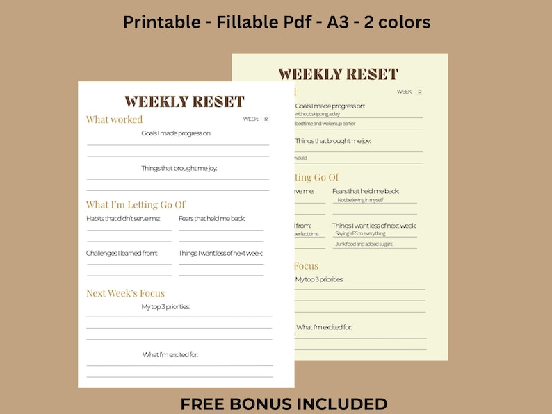Weekly Reset Planner Printable | Soft Discipline Weekly Reflection ...