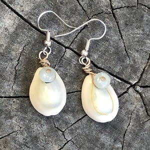 Oorbellen schelp en aquamarijn