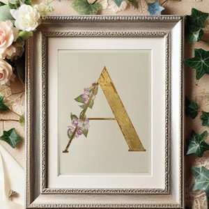 Personalised floral initial watercolour