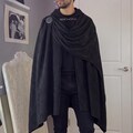 Black Hooded Cloak for Men Medieval Cape for Ren Faire Larp Costume Gift for Him Viking Halloween Outfit Corduroy Ranger Fantasy Cosplay
