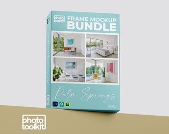 Palm Springs Frame Mockup Bundle Vol 1 / 4 Modelli PSD per cornici fotografiche in stile moderno di metà secolo / Modelli di cornici bianche / Oggetto avanzato / Scarica