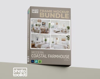 Mockup-Bundle „Weißer Rahmen“ | Modernes Landhaus im Küstenstil, Teil 1 | 4 Wandbild-Mockups