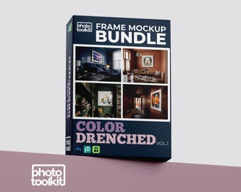 PSD Rahmen Mockup Bundle | Farbdurchflutet Vol.1 | Bibliotheksgrün Terrakotta Burgund Marineblau | Kunstdruck