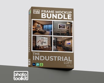 Pacchetto di mockup di cornici per loft industriali Vol. 2 / 4 Modelli PSD di cornici per foto in mattoni / Mockup di loft urbani / Oggetto intelligente / Scarica