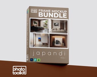 Pacchetto mockup cornice Japandi / 4 modelli PSD di cornici per foto minimaliste / Mockup scandinavi giapponesi / Oggetto intelligente / Download immediato