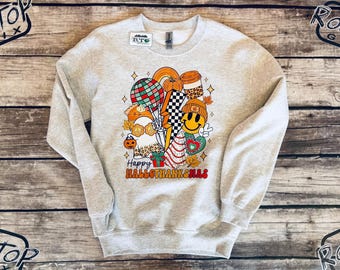 HalloThanksMas Sweatshirt, DTF Transfer Gildan Crewneck