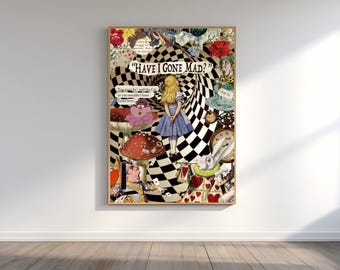 Poster di Alice nel Paese delle Meraviglie, stampa murale del Tea Party, stampa con citazione del Paese delle Meraviglie, decorazioni fantasy stravaganti, stampa artistica di libri di fiabe, stampa murale Cottagecore