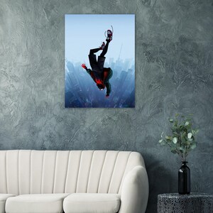 Poster di Miles Morales / Decorazione murale Spider-Verse / Stampa a fumetti di Spiderman / Decorazione Blue City immagine 11