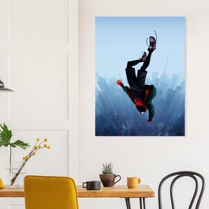 Poster di Miles Morales / Decorazione murale Spider-Verse / Stampa a fumetti di Spiderman / Decorazione Blue City immagine 6